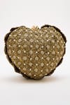 Shop_Doux Amour_Gold Japanese Bugle Beads Isa Heart Shaped Bag _at_Aza_Fashions