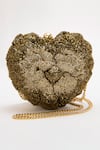 Shop_Doux Amour_Gold Japanese Bugle Beads Isa Heart Shaped Bag _Online_at_Aza_Fashions