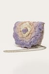 Doux Amour_Purple Beads Floral Bugle Hand Embroidered Bag _Online_at_Aza_Fashions