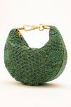 Buy_Doux Amour_Green Beads Cosmos Grab Bugle Hand Embroidered Bag _at_Aza_Fashions