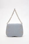 Shop_Doux Amour_Grey Beads Medusa Mini Hand Embroidered Bag _at_Aza_Fashions