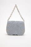 Shop_Doux Amour_Grey Beads Medusa Mini Hand Embroidered Bag _Online_at_Aza_Fashions