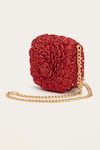 Shop_Doux Amour_Red Embellished Coco Crystal Airpod Bag _at_Aza_Fashions