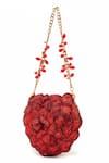 Doux Amour_Red Embellished Isa Applique Heart Bag _Online_at_Aza_Fashions