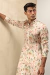 Buy_Arjan Dugal_Peach Modal Printed Floral Botanical Pattern Kurta And Dhoti Pant Set  _Online_at_Aza_Fashions