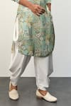 Arjan Dugal_Blue Modal Printed Floral Kurta And Dhoti Pant Set  _Online_at_Aza_Fashions