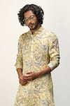 Arjan Dugal_Yellow Modal Printed Floral Kurta And Dhoti Pant Set  _Online_at_Aza_Fashions