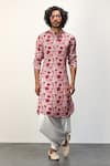 Buy_Arjan Dugal_Pink Modal Printed Floral Peony Kurta And Dhoti Pant Set  _at_Aza_Fashions