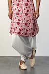 Buy_Arjan Dugal_Pink Modal Printed Floral Peony Kurta And Dhoti Pant Set  _Online_at_Aza_Fashions