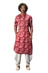 Buy_Arjan Dugal_Red Modal Printed Floral Peony Kurta And Pant Set  _Online_at_Aza_Fashions