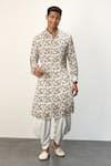 Buy_Arjan Dugal_Ivory Modal Printed Floral Straight Kurta And Pant Set  _at_Aza_Fashions