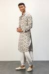 Shop_Arjan Dugal_Ivory Modal Printed Floral Straight Kurta And Pant Set  _Online_at_Aza_Fashions