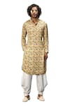 Buy_Arjan Dugal_Yellow Modal Printed Floral Kurta And Dhoti Pant Set  _Online_at_Aza_Fashions