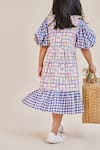 Shop_Little Shiro_Blue Cotton Sateen Printed Houndstooth Giselle Toy Dress _at_Aza_Fashions