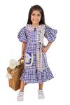 Little Shiro_Blue Cotton Sateen Printed Houndstooth Giselle Toy Dress _Online_at_Aza_Fashions