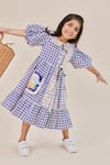 Buy_Little Shiro_Blue Cotton Sateen Printed Houndstooth Giselle Toy Dress _Online_at_Aza_Fashions