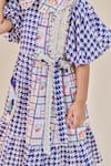 Buy_Little Shiro_Blue Cotton Sateen Printed Houndstooth Giselle Toy Dress 