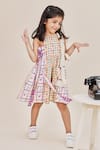 Buy_Little Shiro_Purple Cotton Sateen Printed Houndstooth Audrey Checkered Dress _at_Aza_Fashions