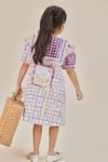 Shop_Little Shiro_Blue Cotton Sateen Printed Houndstooth Wendy Checkered Toy Dress _at_Aza_Fashions