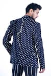 Shop_YAJY by Aditya Jain_Black Silk Printed Polka Dots Embossed Jacket With Trouser _at_Aza_Fashions