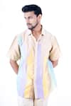 Buy_YAJY by Aditya Jain_Beige Tissue Checks Pattern Shirt With Trouser _Online_at_Aza_Fashions