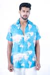 Buy_Yajy By Aditya Jain_Blue Cotton World Map Pattern Shirt _Online_at_Aza_Fashions