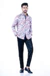 Buy_Yajy By Aditya Jain_Multi Color Cotton Embroidery Paisley Print Shirt _at_Aza_Fashions