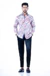 Yajy By Aditya Jain_Multi Color Cotton Embroidery Paisley Print Shirt _Online_at_Aza_Fashions
