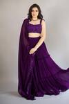 Shop_Shahmeen Husain_Purple Chikankari Embroidery Floral Work Blouse Pleated Lehenga Set _Online_at_Aza_Fashions