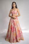 Buy_Shahmeen Husain_Pink Silk Print Floral Square Neck Lehenga Set _Online_at_Aza_Fashions