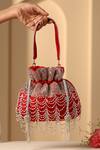 Buy_SWABHIMANN_Red Nalki Embroidered Potli Bag_at_Aza_Fashions