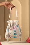 Buy_Swabhimann_White Embroidery, Beads Floral And Thread Potli Bag _at_Aza_Fashions