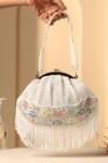 Buy Swabhimann White Pearls Fleur Embellished Clutch Bag at Aza Fashions Buy_Swabhimann_White Pearls Fleur Embellished Clutch Bag _at_Aza_Fashions
