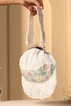 Shop Swabhimann White Pearls Fleur Embellished Clutch Bag at Aza Fashions Shop_Swabhimann_White Pearls Fleur Embellished Clutch Bag _at_Aza_Fashions