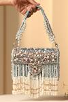 Buy_Swabhimann_Blue Pearls, Crystals Bahara And Embroidered Handbag _at_Aza_Fashions