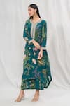 Shop_Anushree Reddy_Emerald Green Dupion Silk Printed Botanic Kurta And Pant Co-ord Set  _Online_at_Aza_Fashions