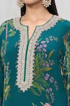 Anushree Reddy_Emerald Green Dupion Silk Printed Botanic Kurta And Pant Co-ord Set  _at_Aza_Fashions