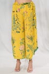 Anushree Reddy_Yellow Crepe Printed Floral Blossom Notched Straight Kurta And Pant Set  _at_Aza_Fashions