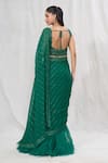 Shop_Anushree Reddy_Emerald Green Chiffon Embroidered Pre-draped Sequin Saree With Blouse  _at_Aza_Fashions