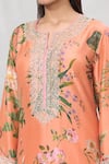 Shop_Anushree Reddy_Orange Dupion Silk Printed Floral Straight Kurta And Solid Pant Set  _Online_at_Aza_Fashions