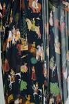 Rajat K Tangri_Black Printed Mughal Miniature Paintings Geometric Pre-draped Saree With Blouse _Online_at_Aza_Fashions