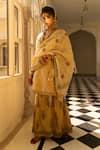 Buy_The Home Affair_Beige Cotton Silk Handblock Print Mughal Placement Kurta Gharara Set _at_Aza_Fashions