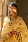 The Home Affair_Beige Cotton Silk Handblock Print Mughal Placement Kurta Gharara Set _Online_at_Aza_Fashions