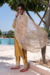 Shop_The Home Affair_Yellow Kurta And Pant Cotton Silk Embroidered Gota Plain Set With Dupatta _at_Aza_Fashions