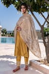 Shop_The Home Affair_Yellow Kurta And Pant Cotton Silk Embroidered Gota Plain Set With Dupatta _Online_at_Aza_Fashions