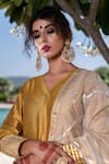 The Home Affair_Yellow Kurta And Pant Cotton Silk Embroidered Gota Plain Set With Dupatta _at_Aza_Fashions