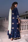 Shop_The Home Affair_Blue Cotton Handblock Print Moroccan Floral Round Kurta Pant Set _at_Aza_Fashions