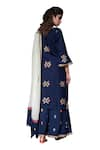 Shop_The Home Affair_Blue Cotton Handblock Print Moroccan Floral Round Kurta Pant Set 