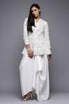 Buy_Sonali Gupta_White 50% Silk Embroidered Chikan And Aari Peplum Top & Draped Skirt Set _Online_at_Aza_Fashions