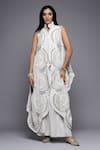 Buy_Sonali Gupta_White 50% Silk Embroidered Chikan And Mughal Chand Cape & Gharara Set _at_Aza_Fashions